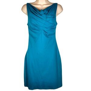 Susana Monaco Dress Sleeveless Short Mini Bodycon‎ Ruched Blue Green Open Back S